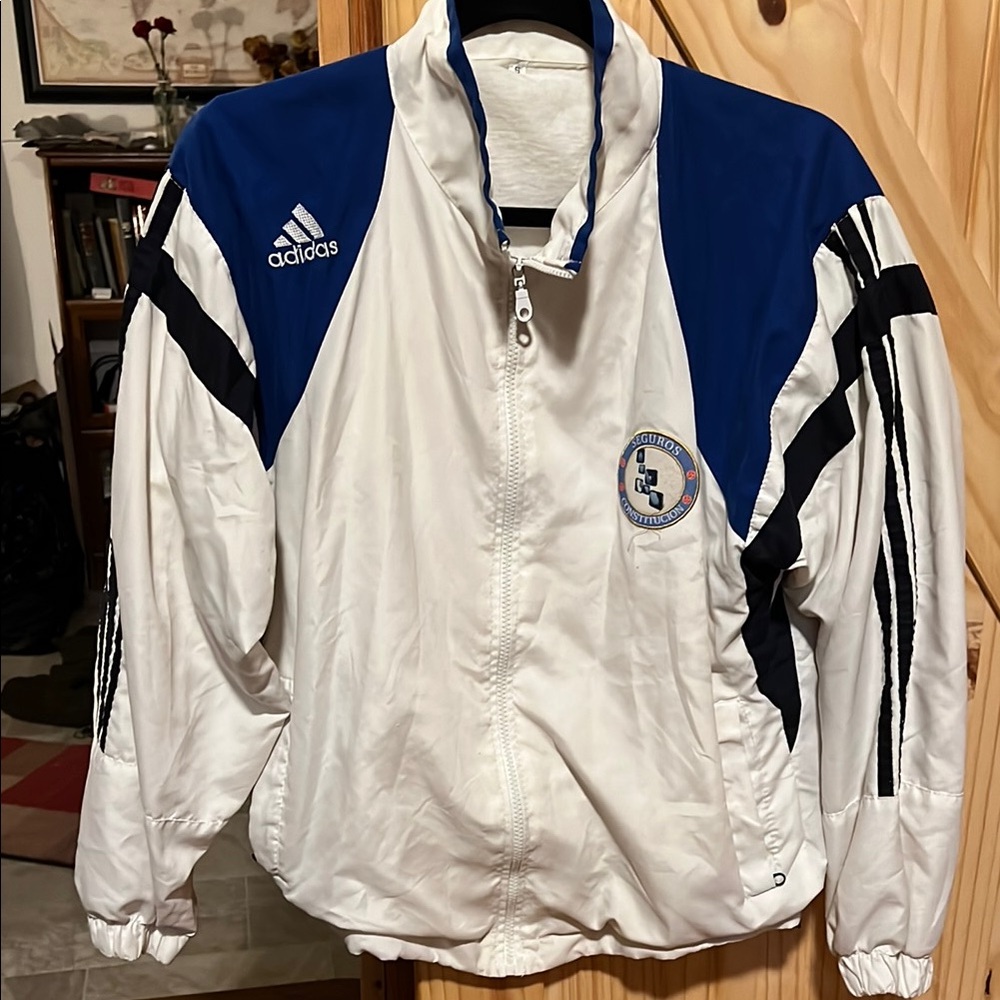 Adidas White and Blue Track Jacket
